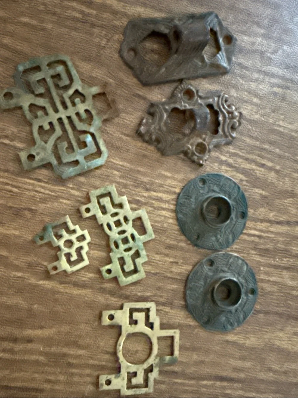 Vintage Decorative Brass and Rust Accent Plates - Multi-Color